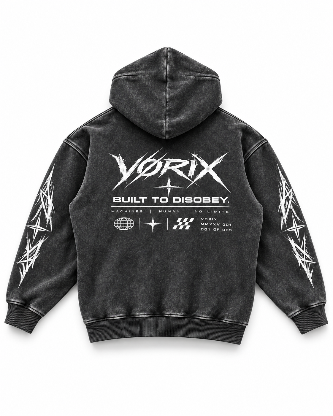VØRIX Built To Disobey hoodie back view