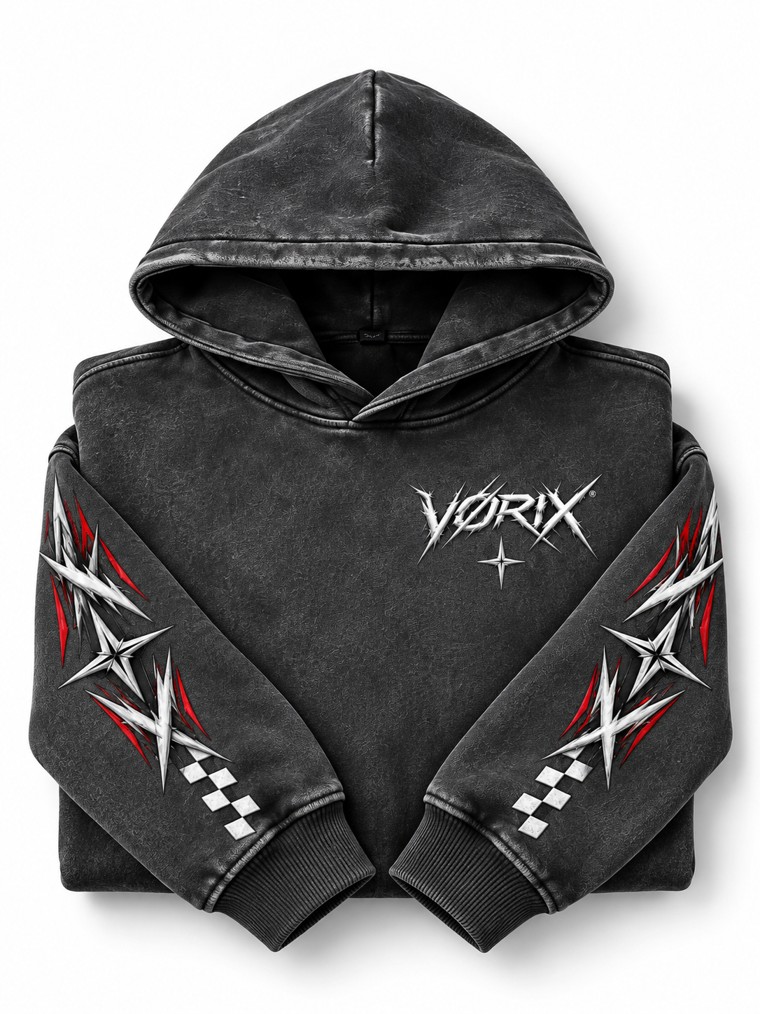 VØRIX Chase The Redline hoodie folded view