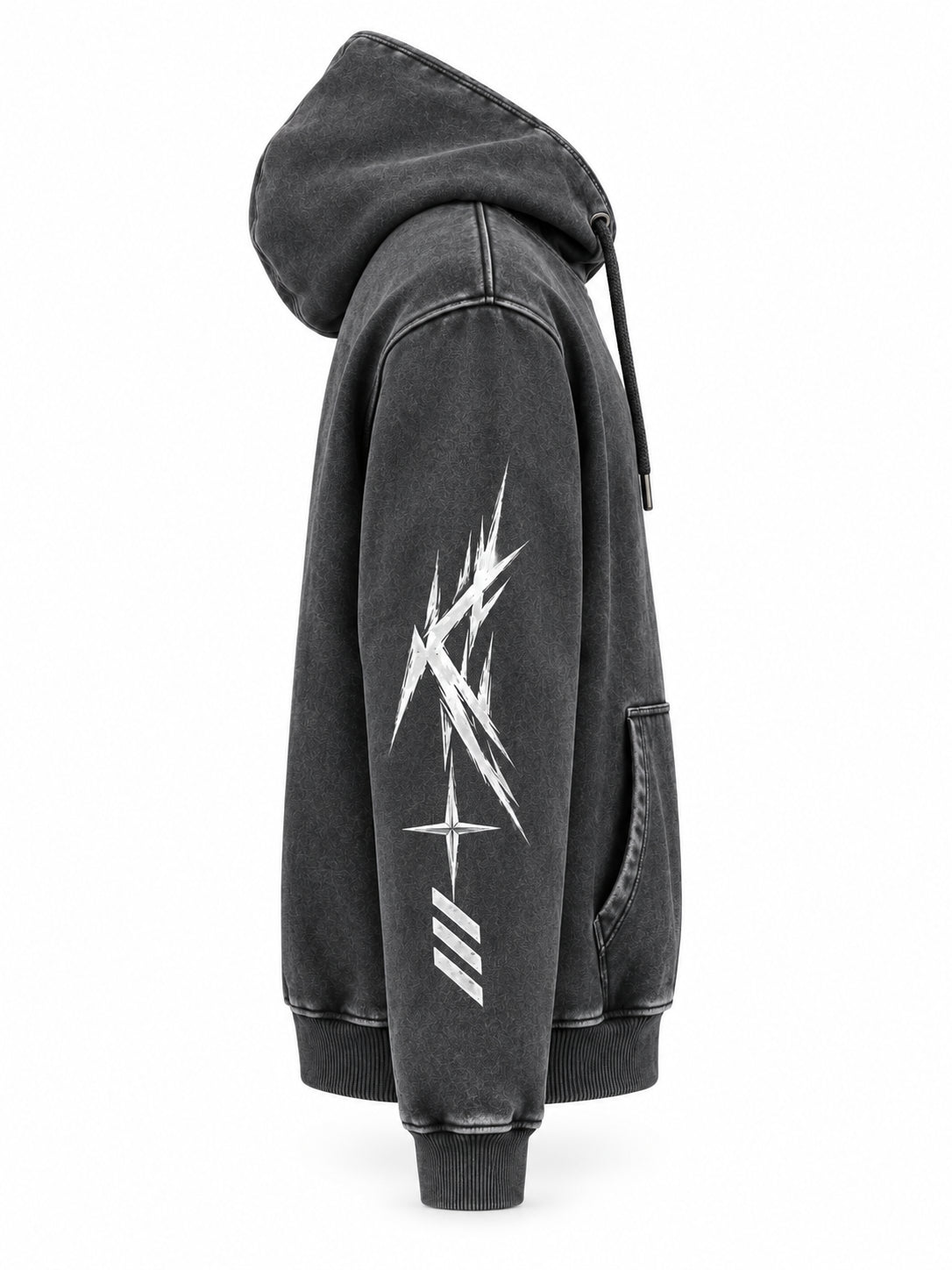 VØRIX Engineered For Chaos / 003 oversized washed-charcoal hoodie — product view 2